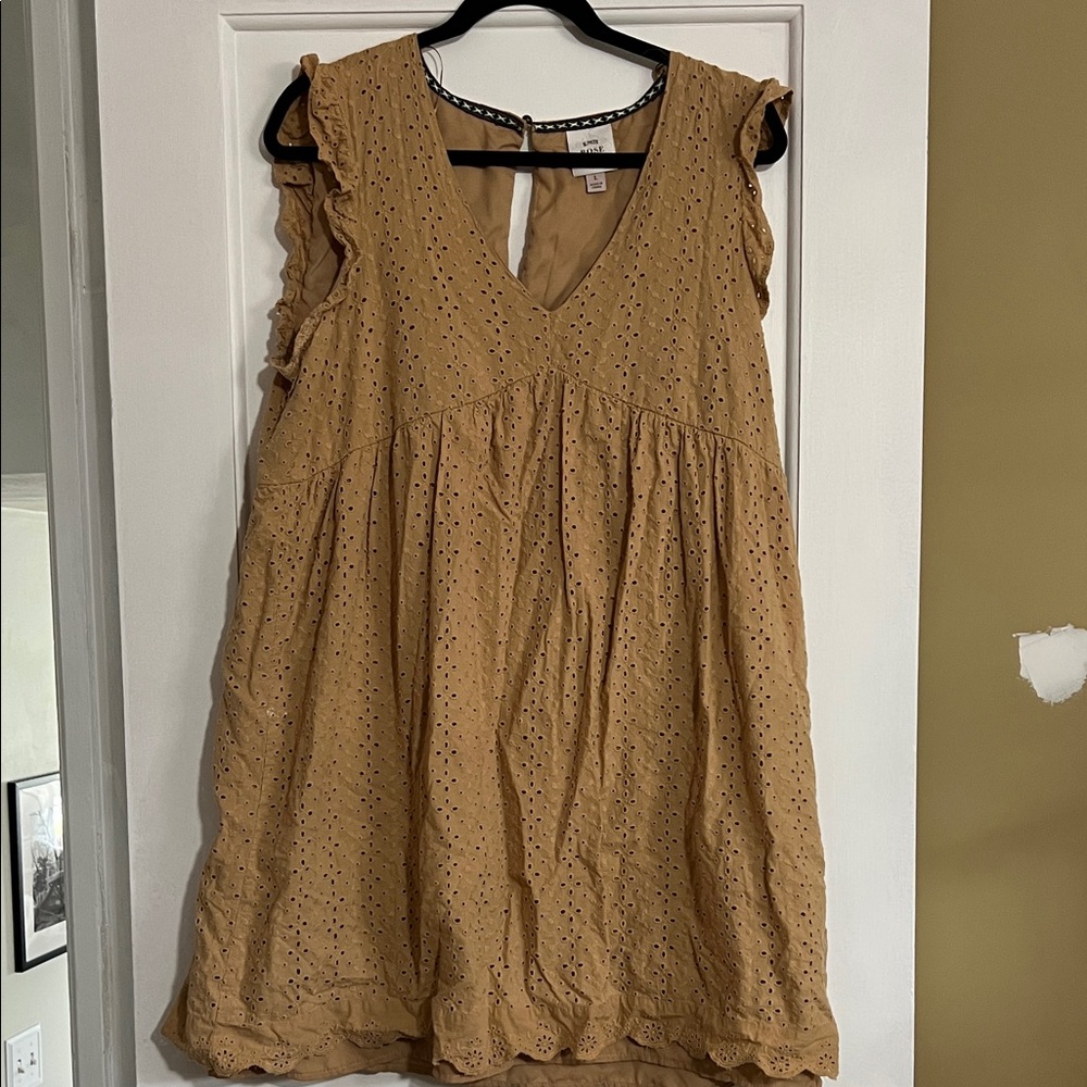 Knox Rose Tan Eyelet Mini Dress